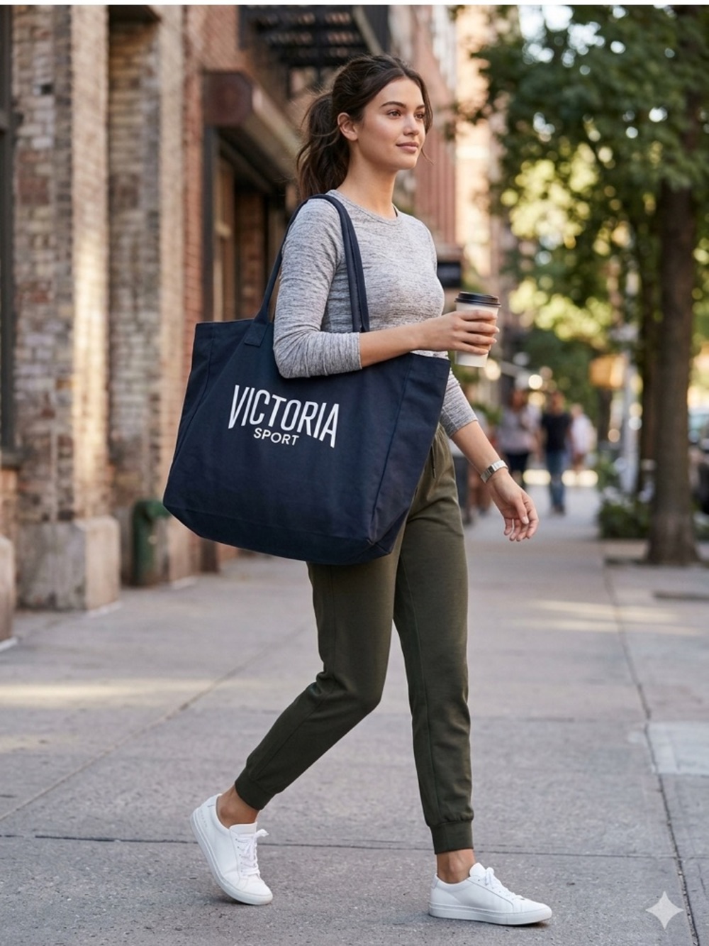 Victoria's Secret Black Victoria Sport Logo Tote